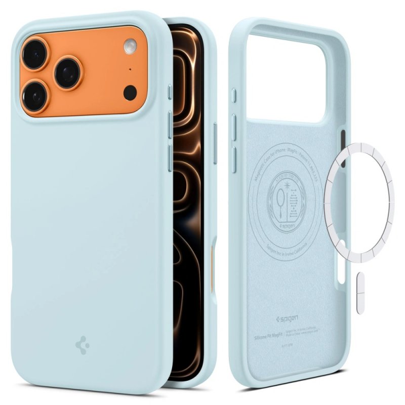 MASKA SPIGEN  Silicone Fit with MagSafe for Apple iPhone 17 Pro Max, Mute Blue