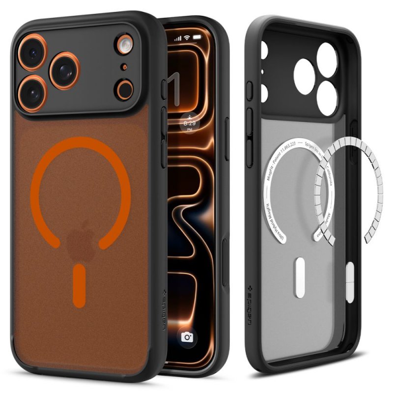 MASKA SPIGEN Ultra Hybrid with MagSafe for Apple iPhone 17 Pro Max, Frost Black Orange